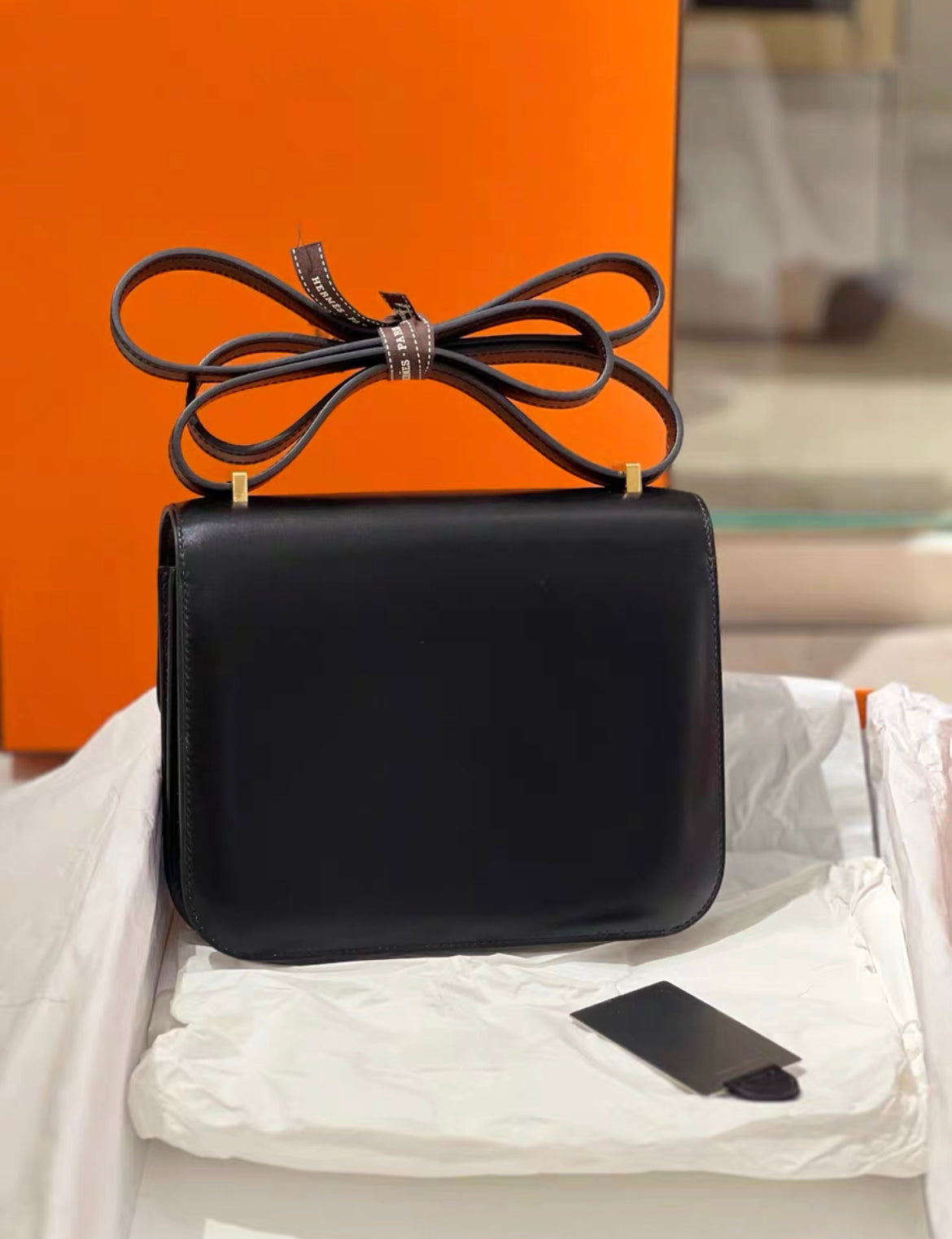 Hermes Constance 19 Black Box calf leather Gold hardware
