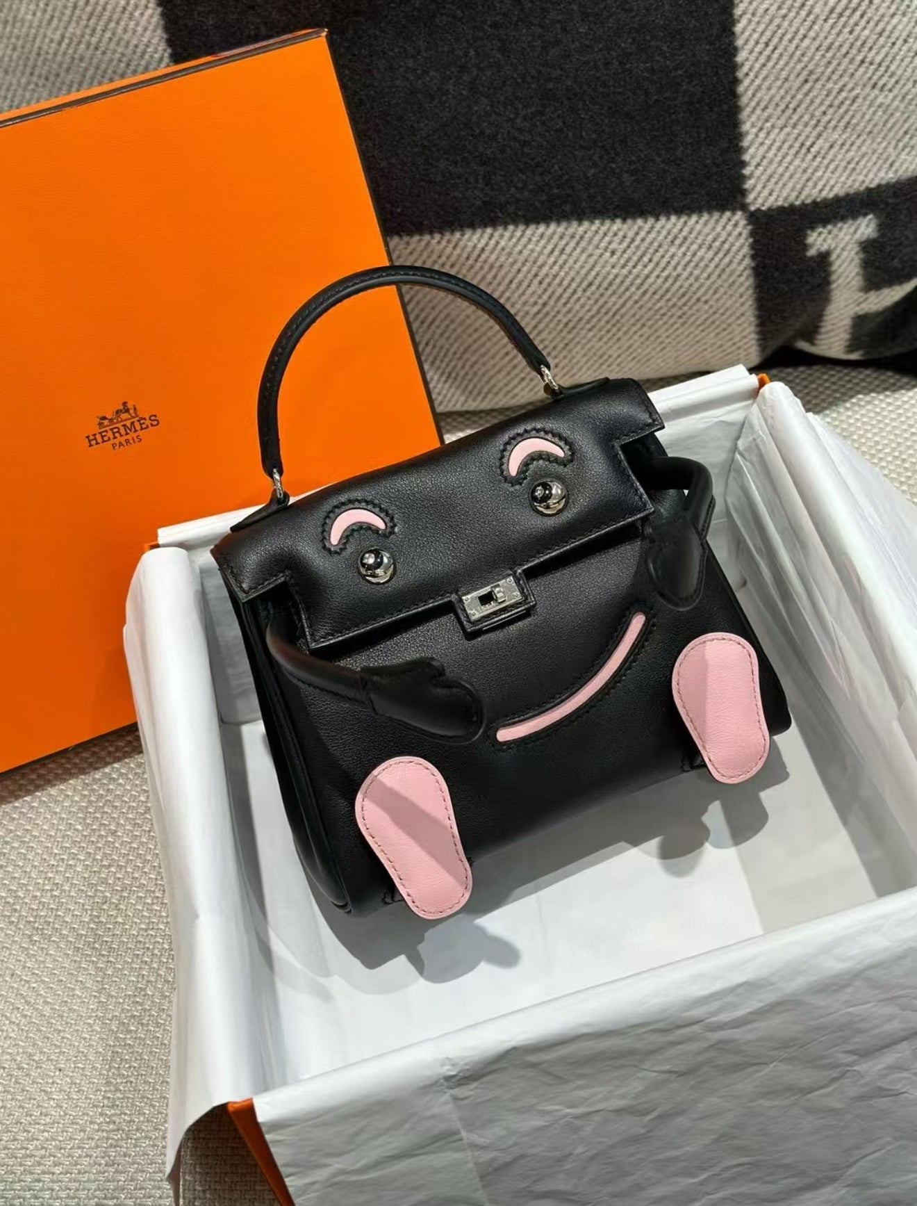 Hermès Kelly Doll Black  Pink Palladium Hardware