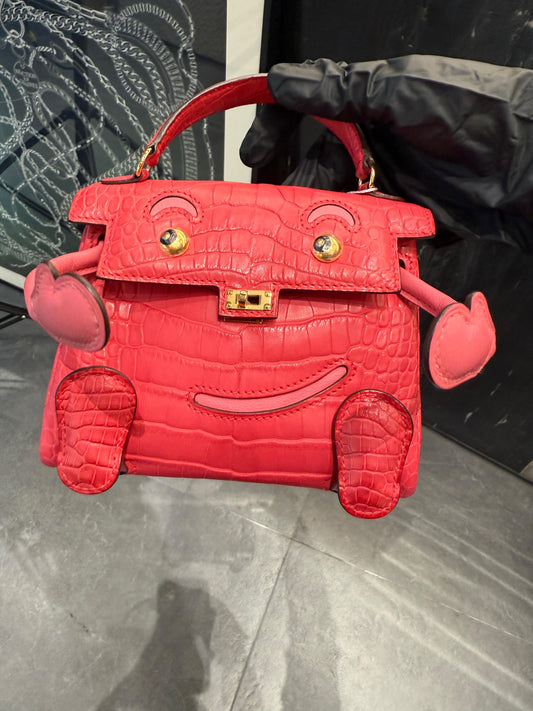 Hermès Kelly Doll Bougainvillier Azalée Matte Alligator Swift Gold Hardware