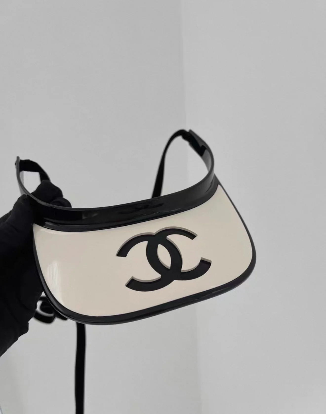 Rare Chanel black & white plastic hat