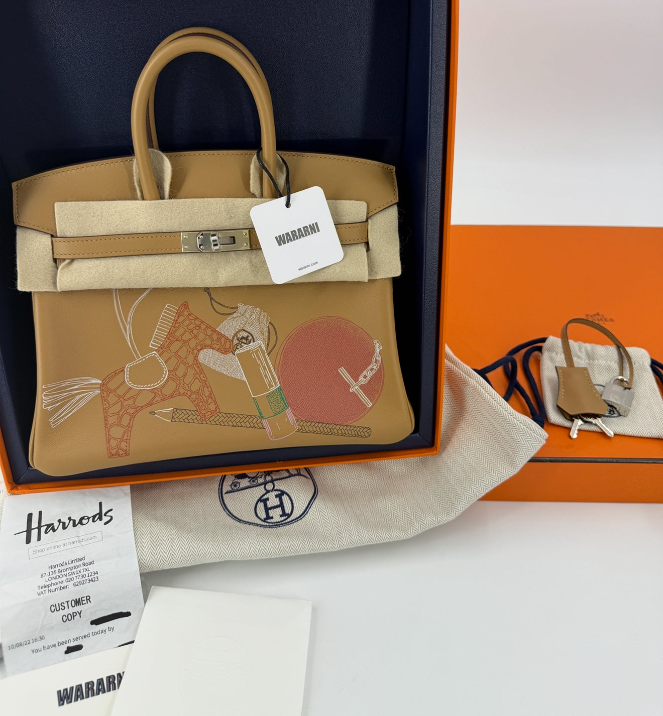 HERMÈS IN AND OUT BIRKIN 25 BISCUIT PRINTED SWIFT PALLADIUM HARDWARE