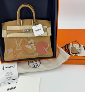 HERMÈS IN AND OUT BIRKIN 25 BISCUIT PRINTED SWIFT PALLADIUM HARDWARE