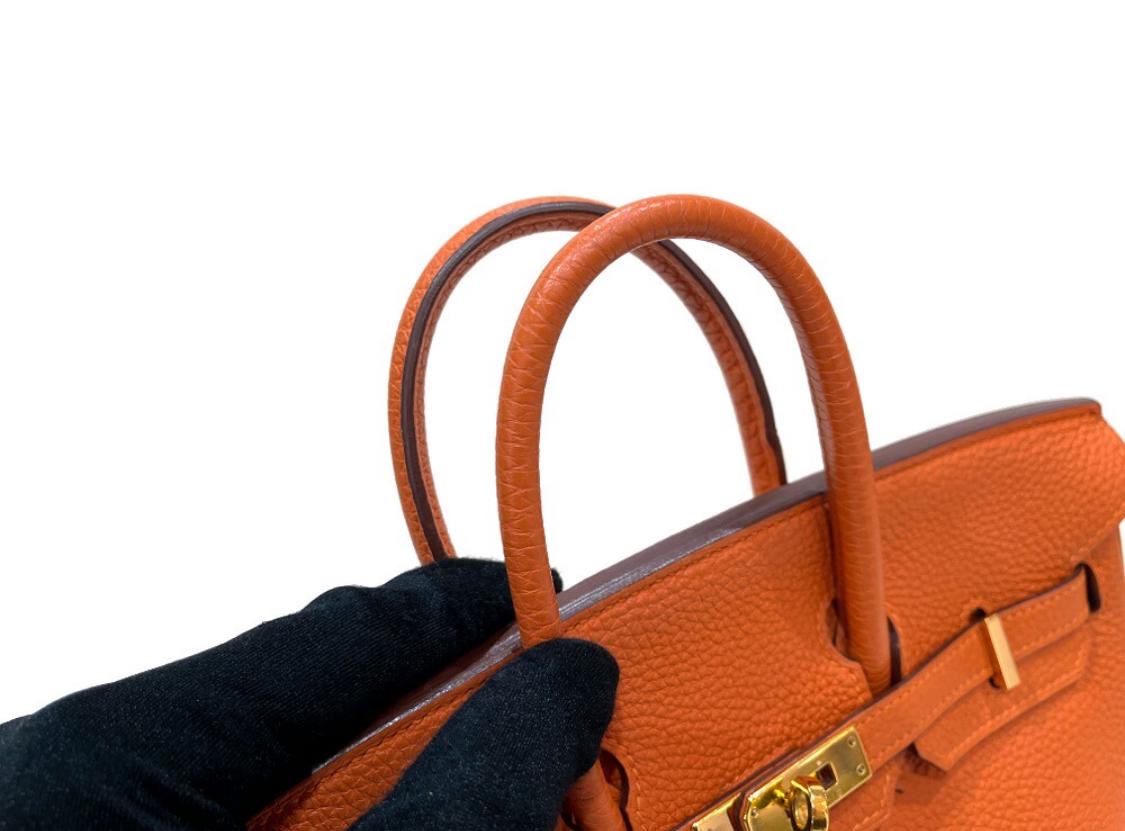 Hermes Birkin 25 Orange Togo Leather Gold Hardware