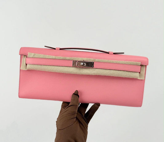 Hermès Kelly Cut Rose D’Ete Swift Palladium hardware