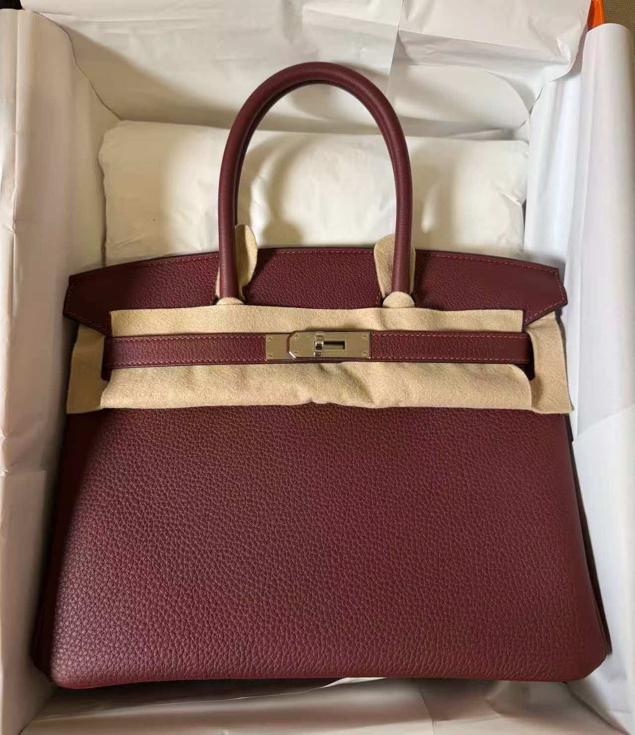 Hermes Birkin 30 Rouge H Togo leather Palladium hardware