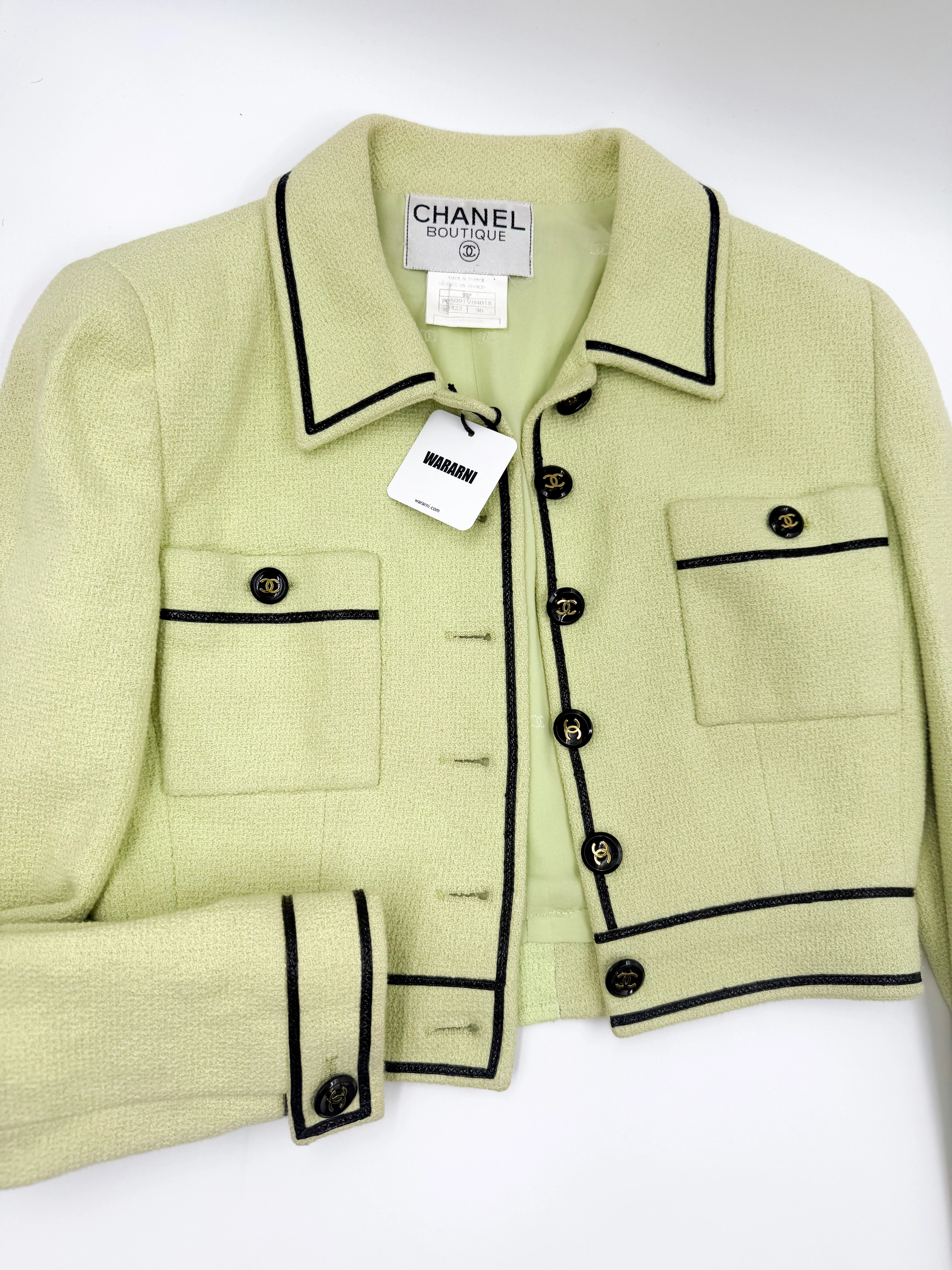 Chanel 1995 Spring/Summer Barbie Collection Vintage Green Cropped Jacket