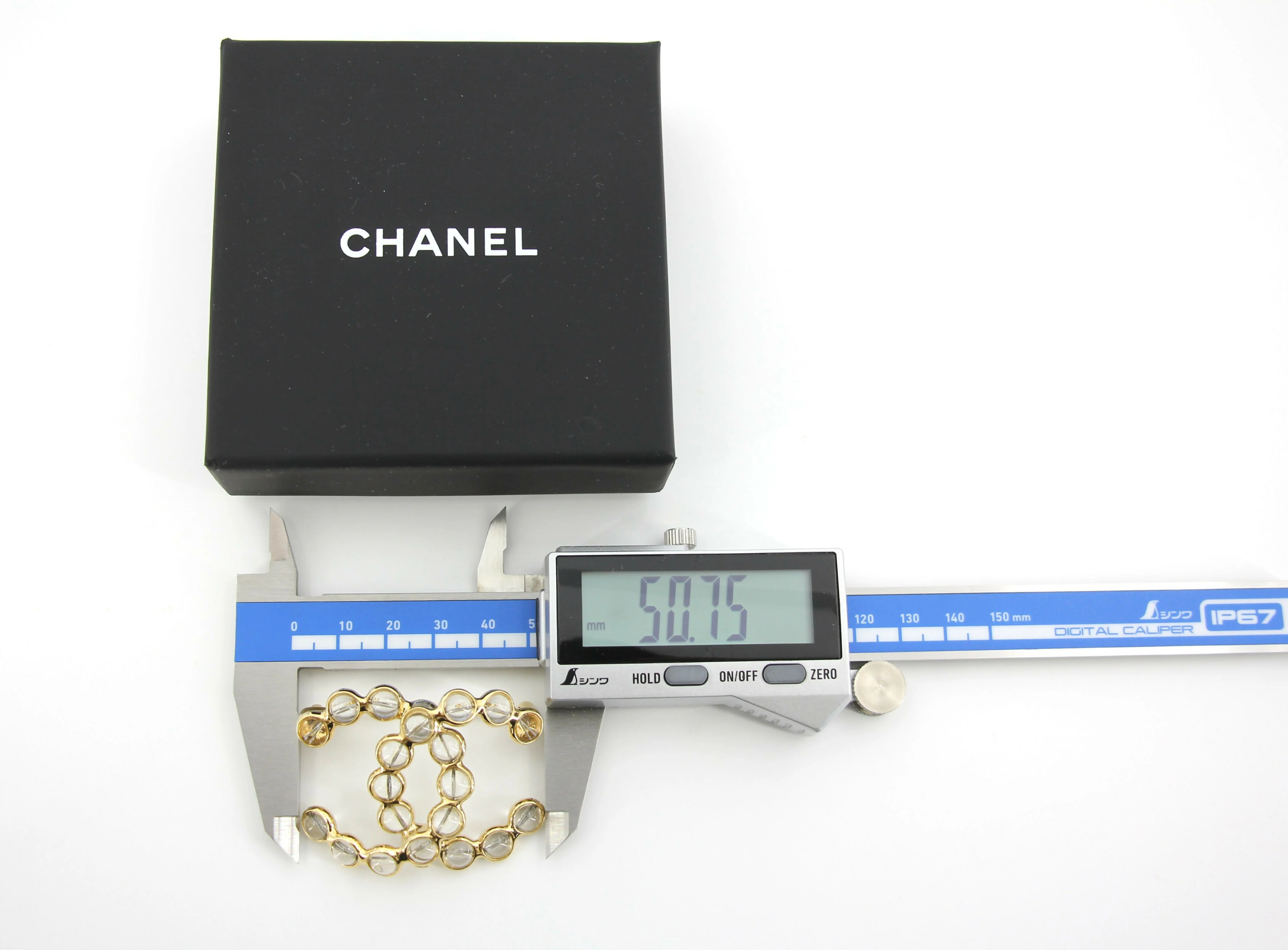 Chanel A24S Acrylic CC Champagne Gold Transparent Brooch