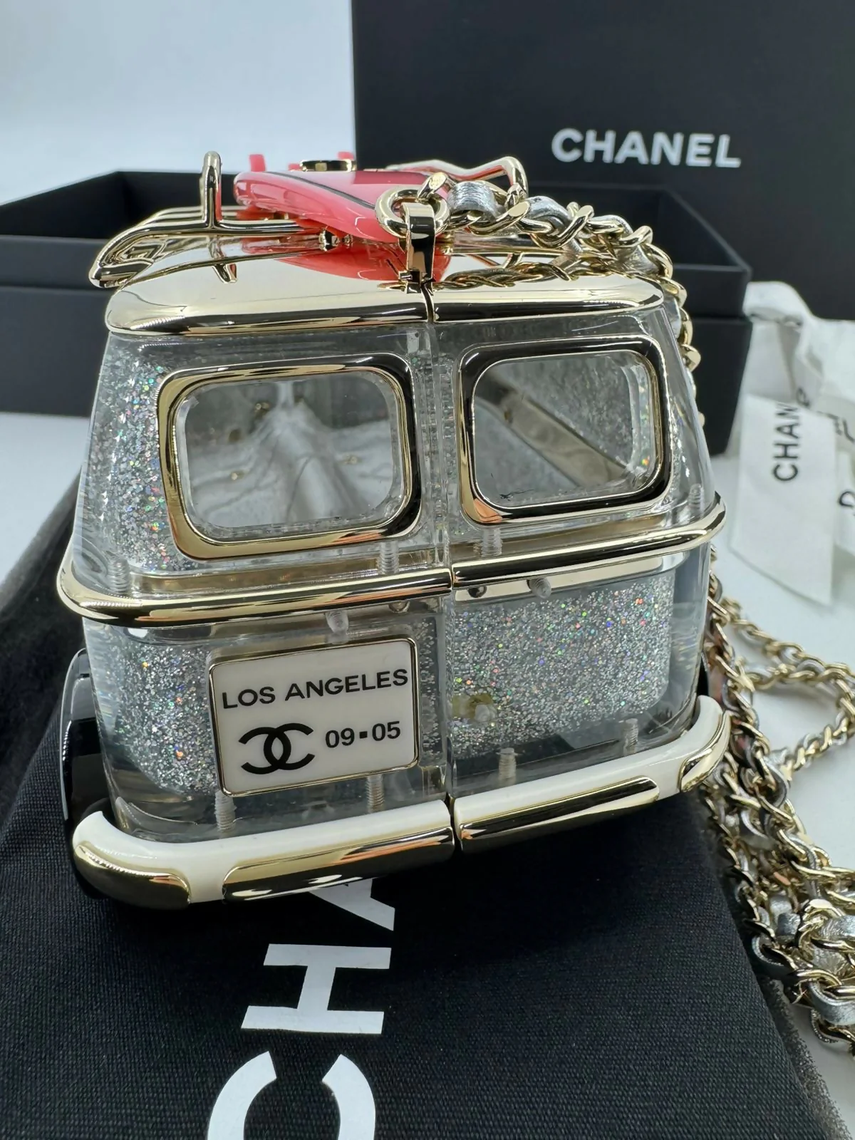 Chanel 2024 Glitter Lucite, Multicolor Rhinestone & Enamel Hollywood Mini Van