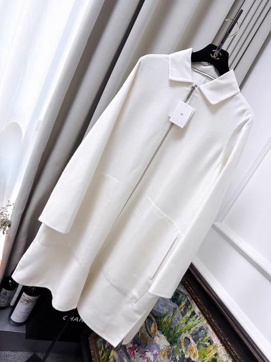 Hermes white cashmere oversized coat
