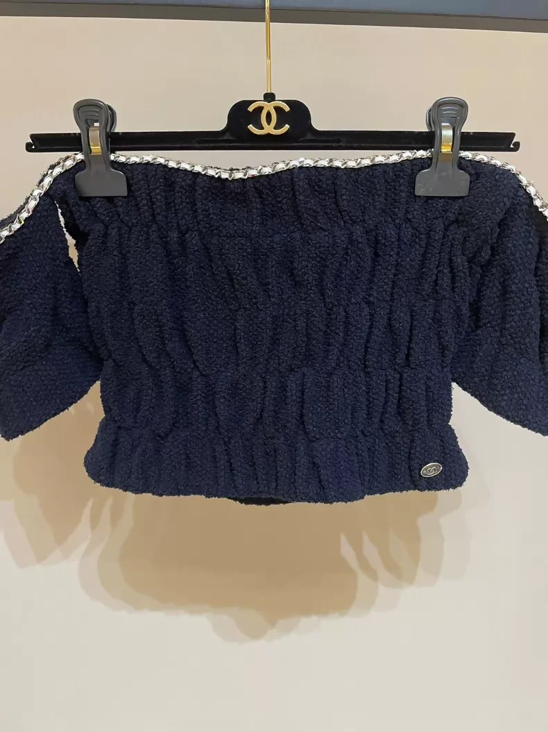 Chanel 2021 black off-the-shoulder top