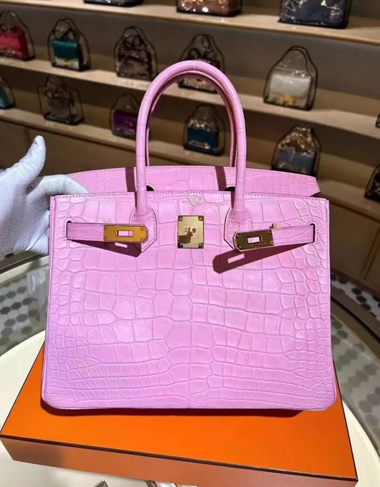 Hermès Birkin 30 5P Bubblegum Matte Alligator Leather Gold Hardware