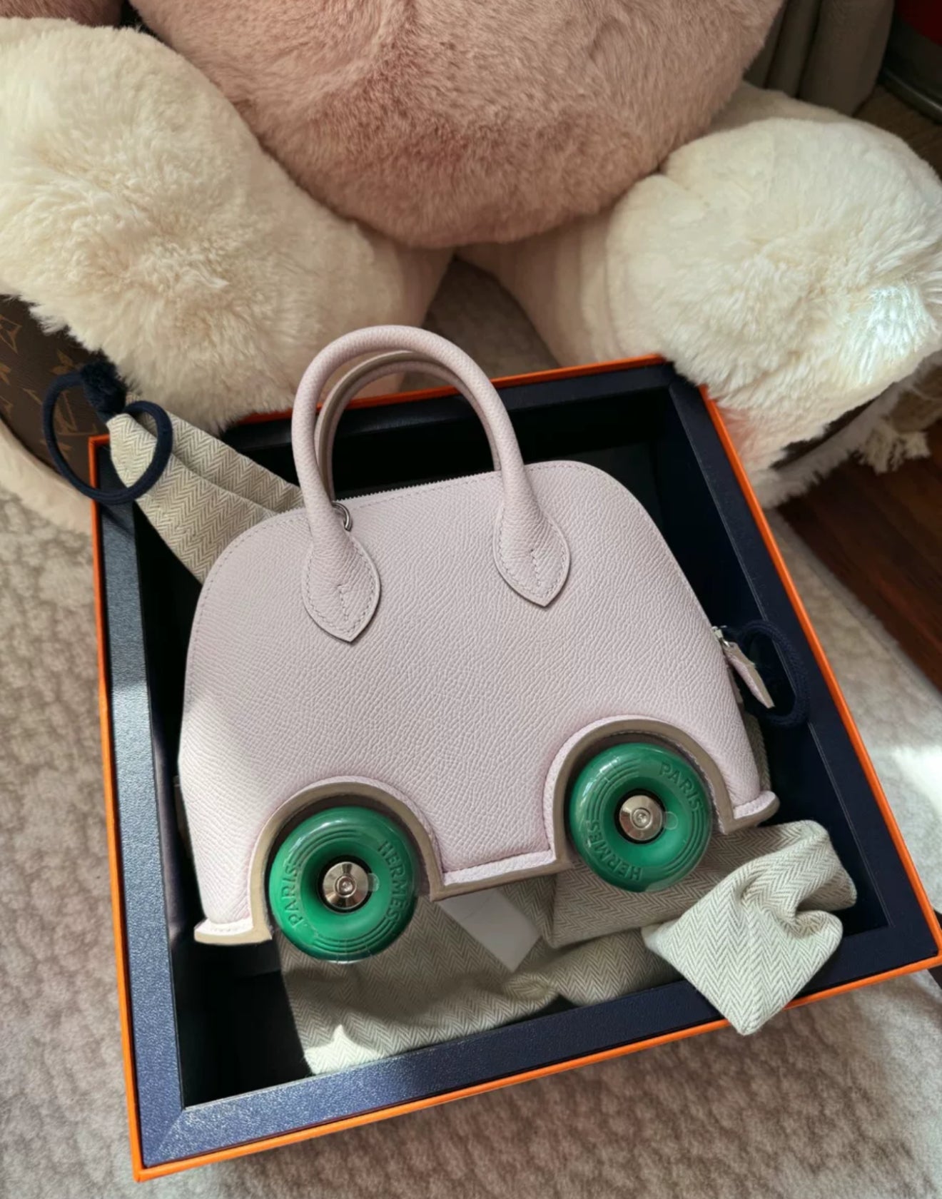 HERMES Epsom Mini 1923 Bolide On Wheels Mauve Pale Vert Verone