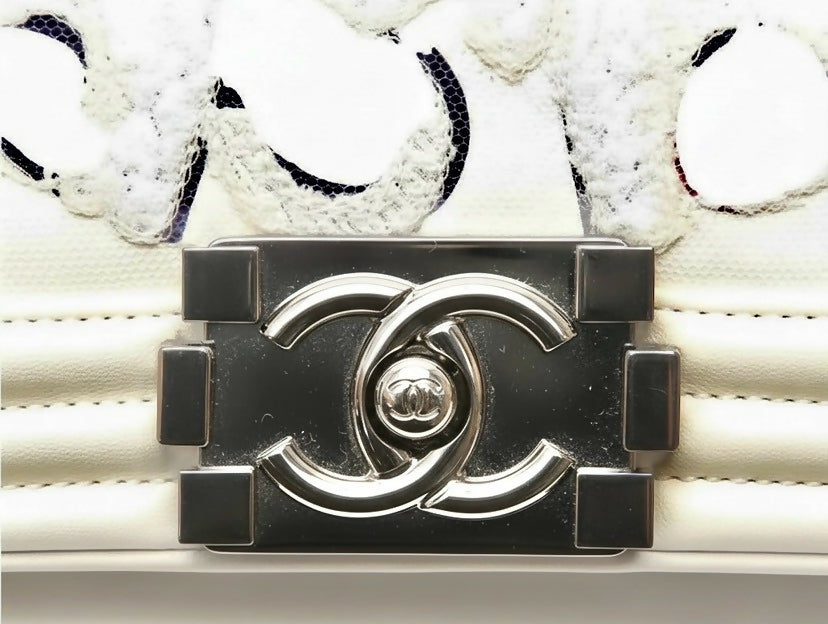 Rare Chanel 14S Limited Edition Graffiti Lambskin Small Boy Bag