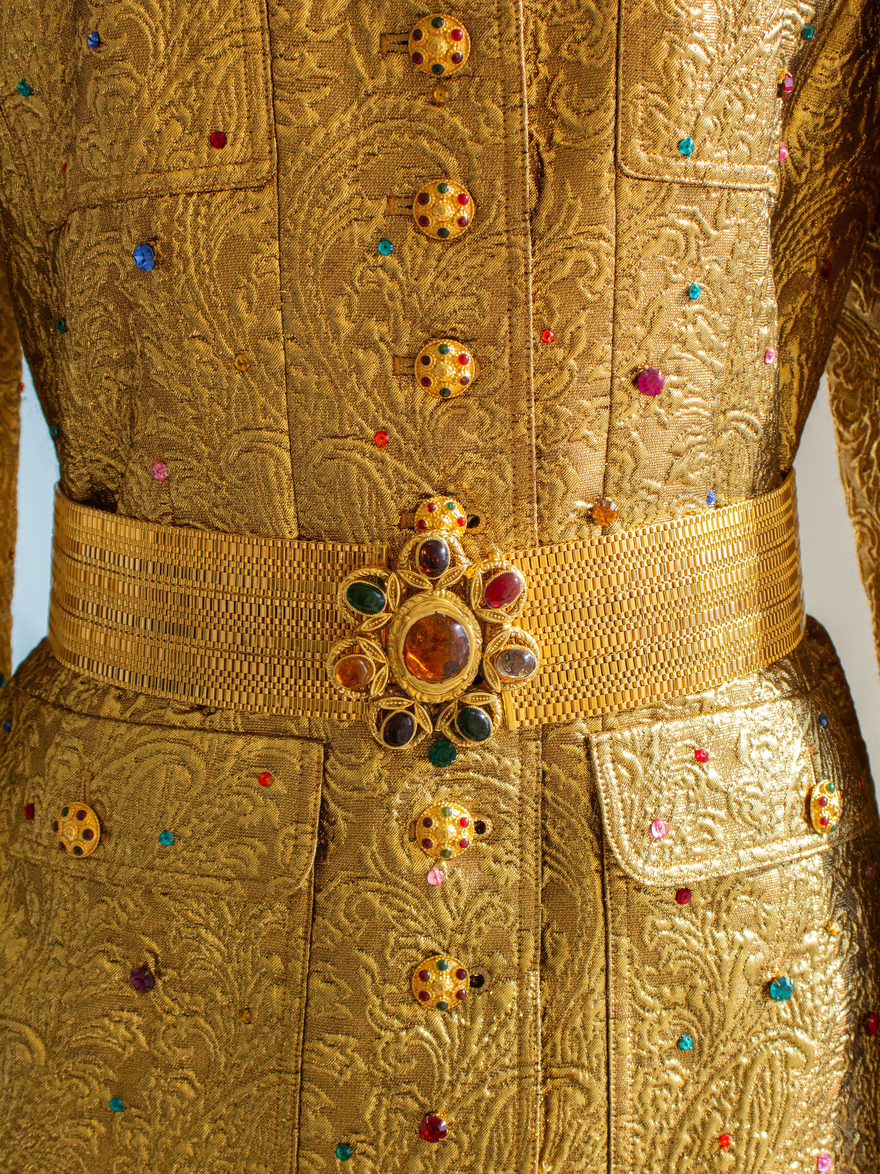 chanel vintage fall 1996 gold brocade jeweled embellished 96a jacket 5