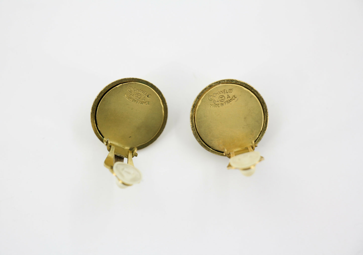 Chanel Vintage 94A Gold-plated Resin Gold and Black Cross Clip-on Earrings