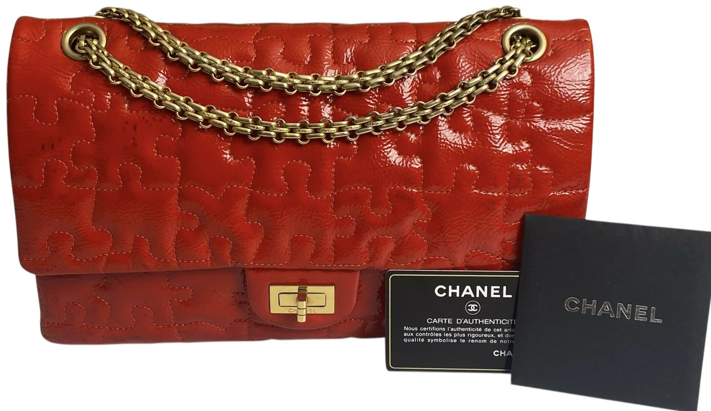 Chanel Medium Bright Red Patent Calfskin Puzzle 226 Reissue Flap Bag GHW