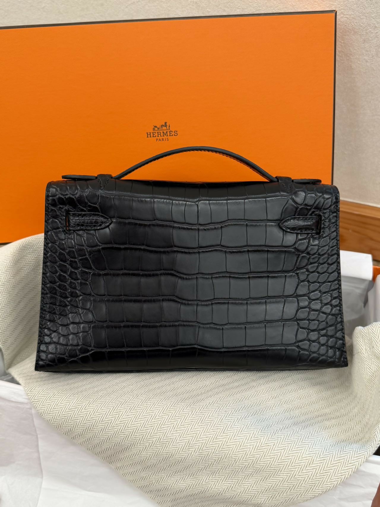 Hermès Mini Kelly I Noir Alligator Matte with Palladium Hardware