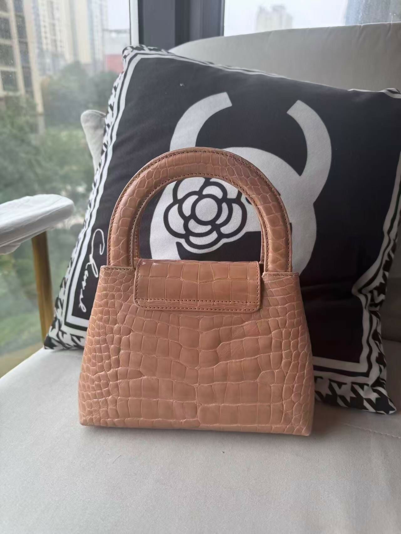 Chanel Vintage Mini Top Handle — Blush Alligator