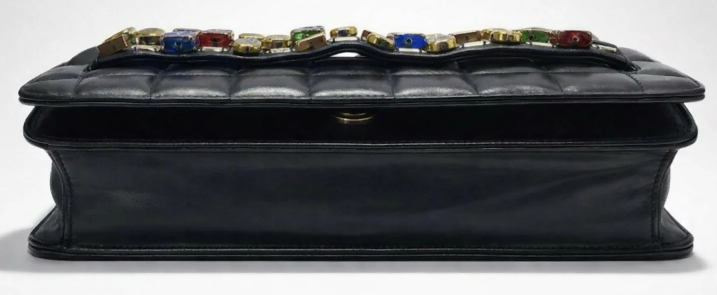 Chanel 11A Byzance Black Jewel Clutch Minaudière Handbag