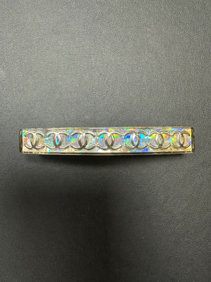 Chanel Vintage 97 Resin Iridescent Seven Silver-Tone CC Logos Hair Clip