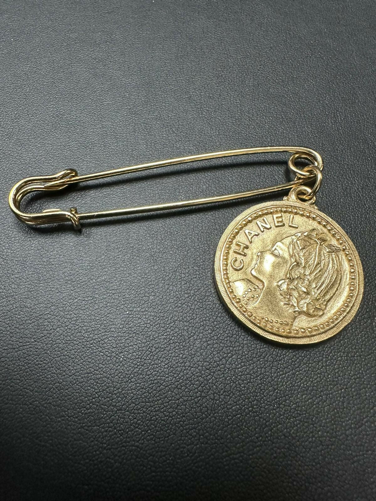 Chanel Vintage 03P Metal Ms Coco Coin Motif Brooch