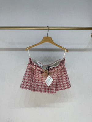 Miu miu 2024 Pink and White Checkered skirt
