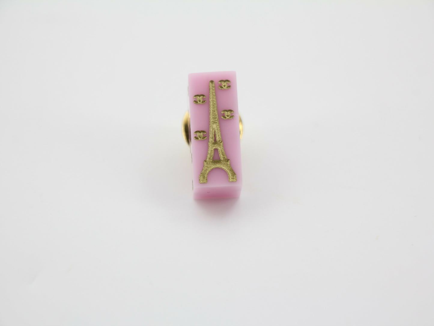 Chanel Vintage 05C Resin Eiffel Tower Pink Brooch