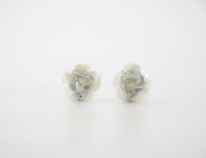 Chanel Vintage 98S Resin Iridescent Camellia 3D Clip-on Earrings