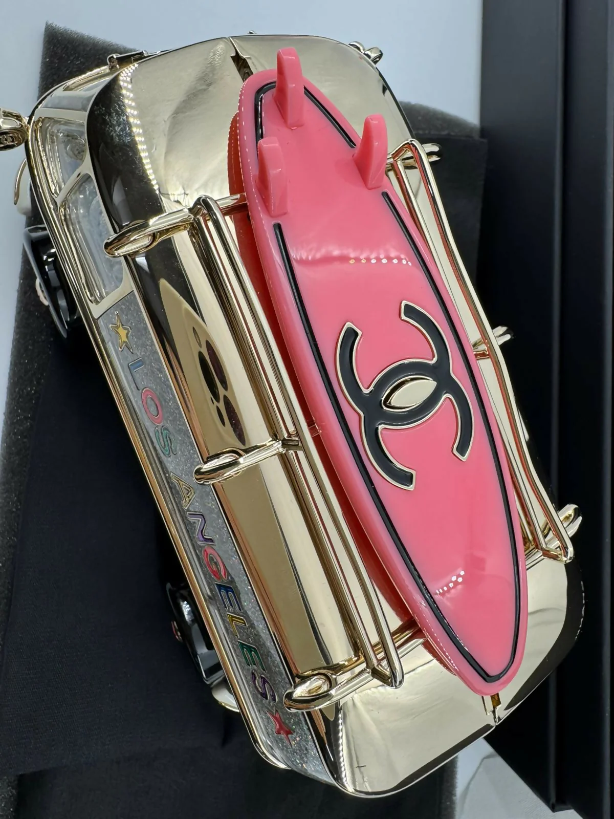 Chanel 2024 Glitter Lucite, Multicolor Rhinestone & Enamel Hollywood Mini Van