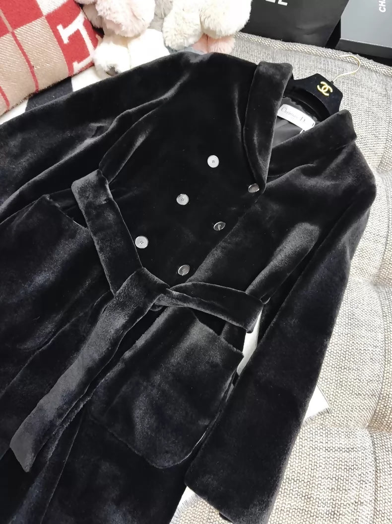 Dior black mink fur coat