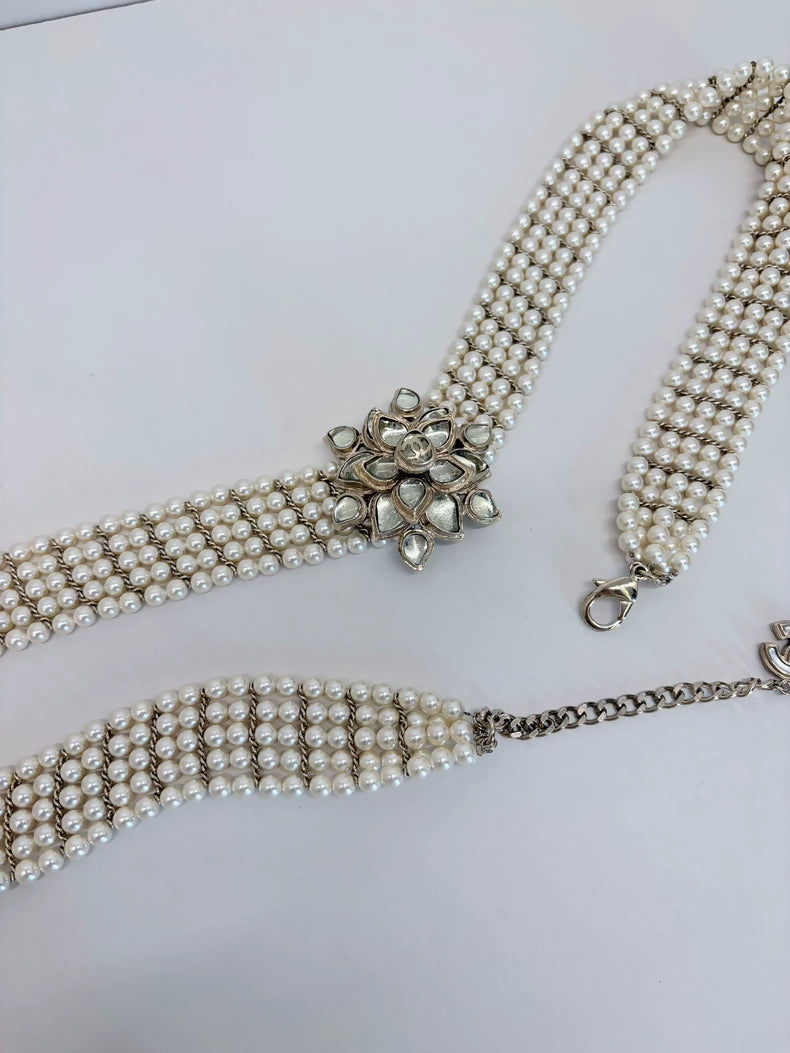 Chanel Multi layers Pearl Camellia Glass Belt