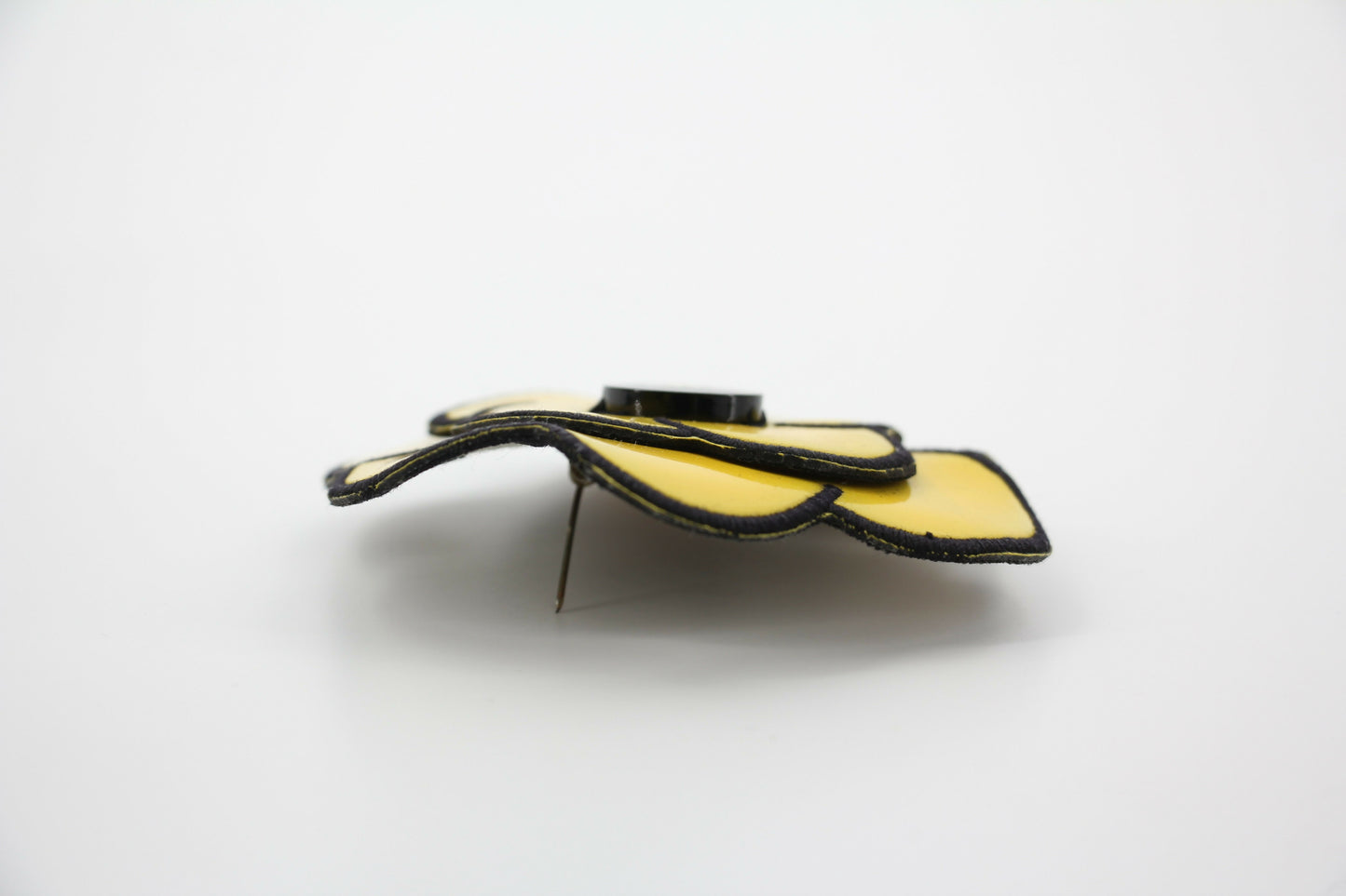 Chanel Vintage 95 Yellow Embroidered Camellia Brooch