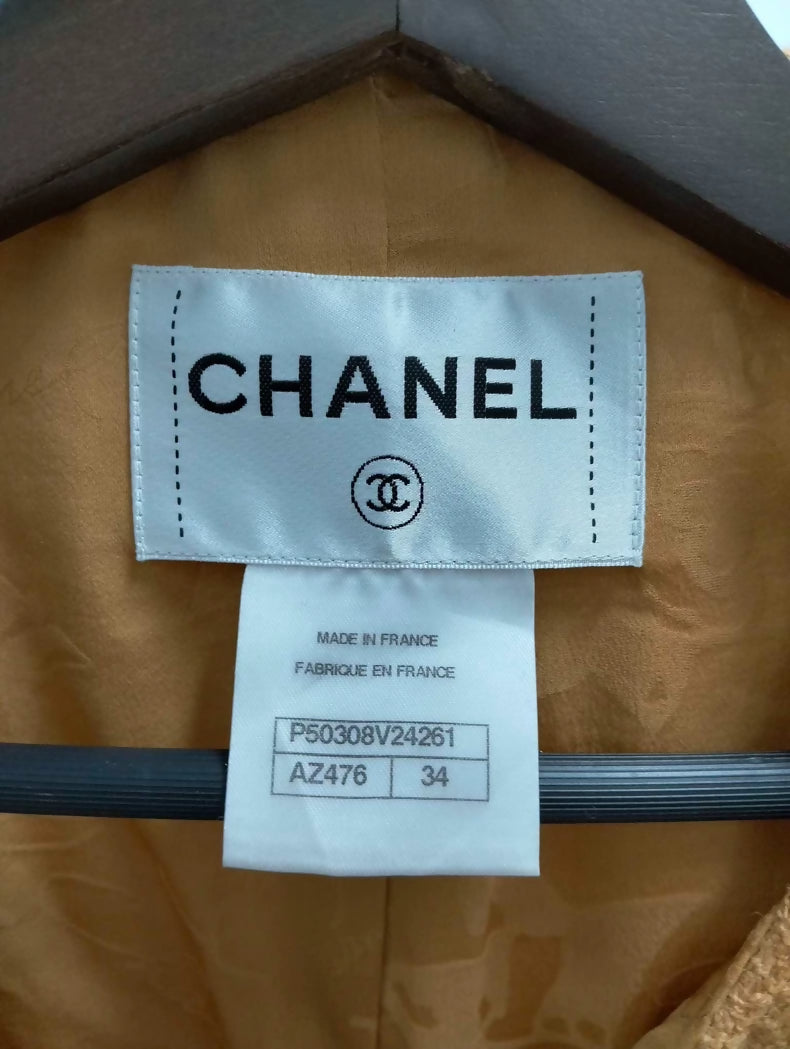 Chanel Supermarket Collection 14B, mustard yellow jacket skirt