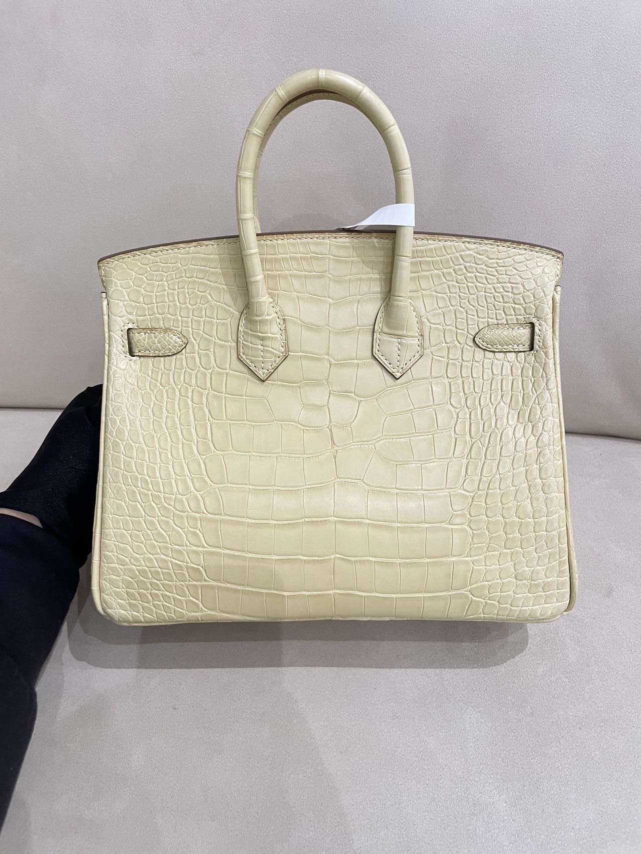 Hermes Birkin 25 Y1 Vanille Matte Crocodile Leather Gold Hardware
