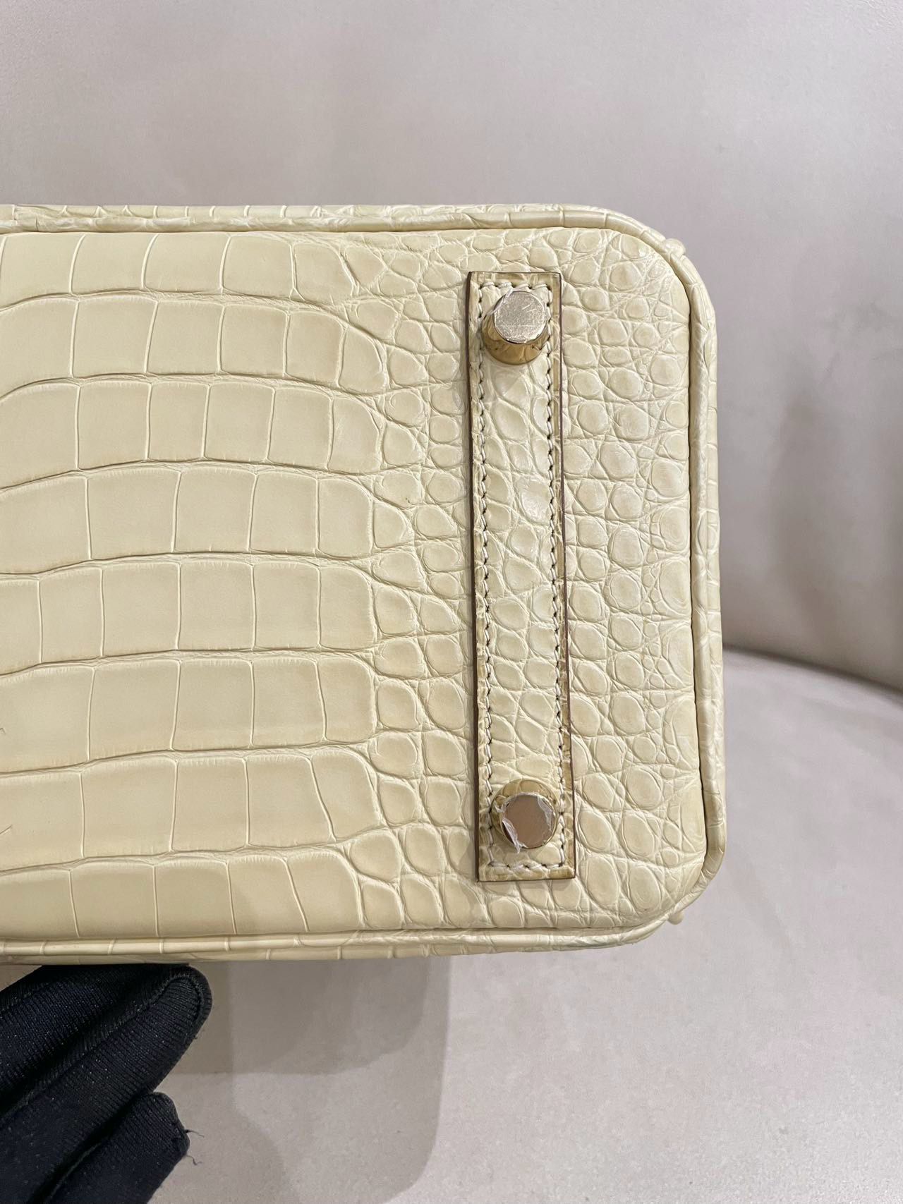 Hermes Birkin 25 Y1 Vanille Matte Crocodile Leather Gold Hardware