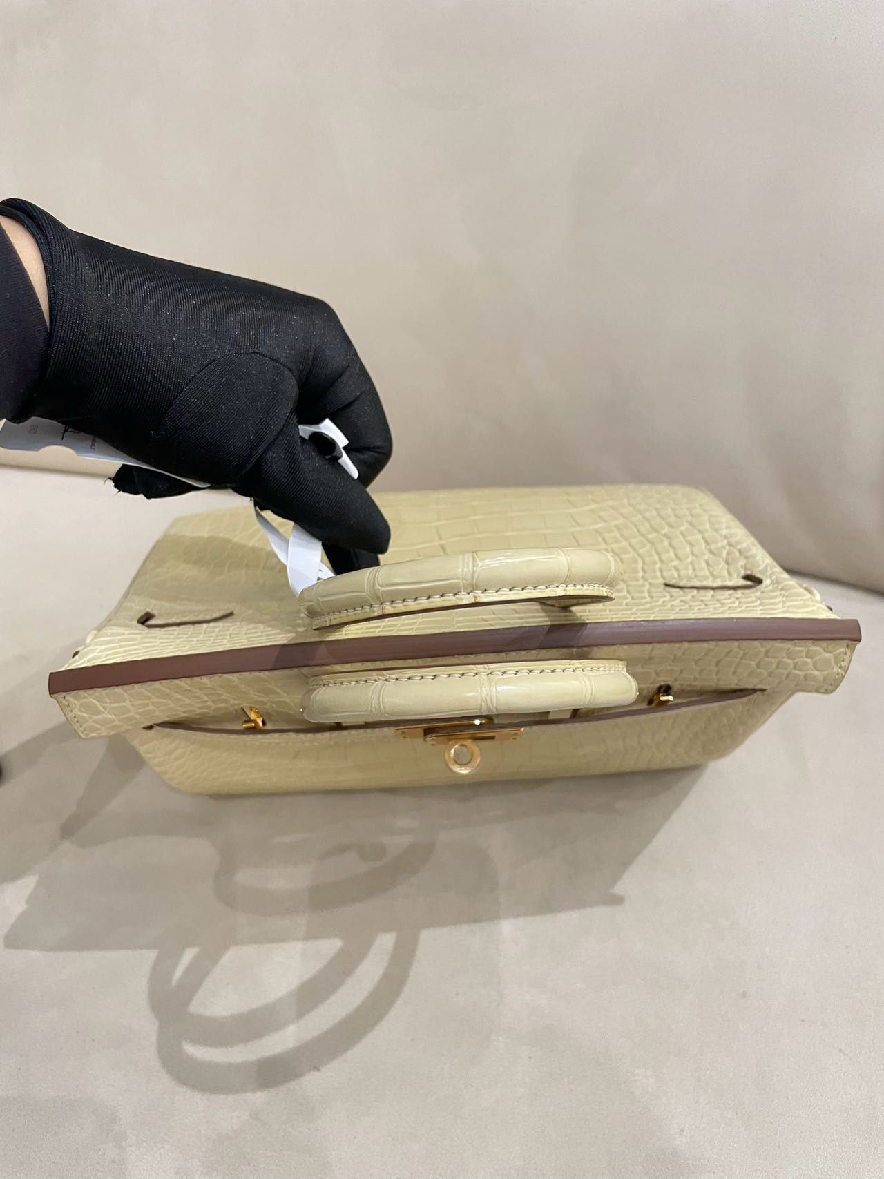 Hermes Birkin 25 Y1 Vanille Matte Crocodile Leather Gold Hardware