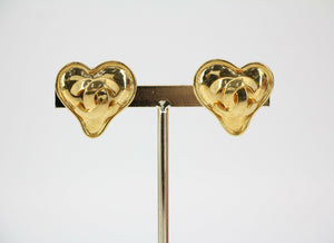 Chanel Vintage 95P Gold-Plated Heart Shaped Clip-on Earrings