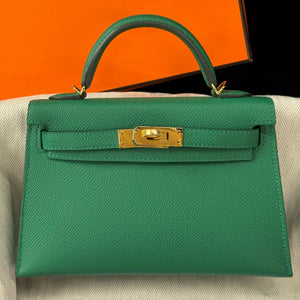 Hermès Mini Kelly 20 Vert Vertigo Epsom with Gold Hardware