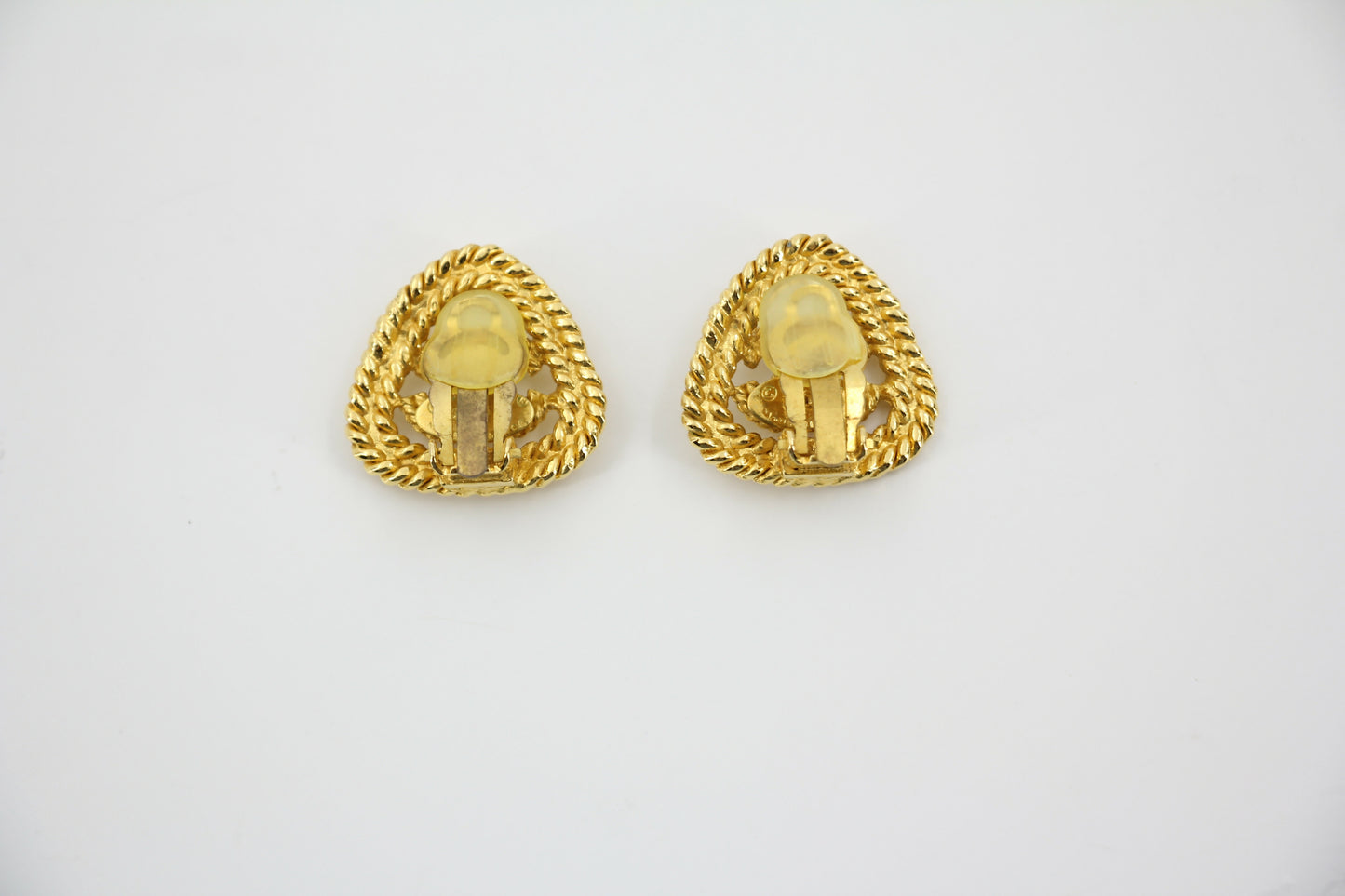 Chanel Vintage 86-92 Gold-plated Triangular Gold CC Clip-on Earrings