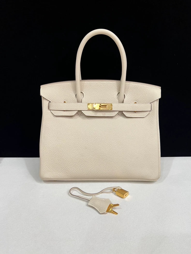Hermes Birkin 30 Craie Togo leather gold hardware