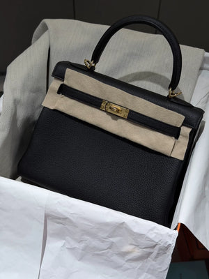 Hermes Kelly 25 Black Togo leather gold hardware