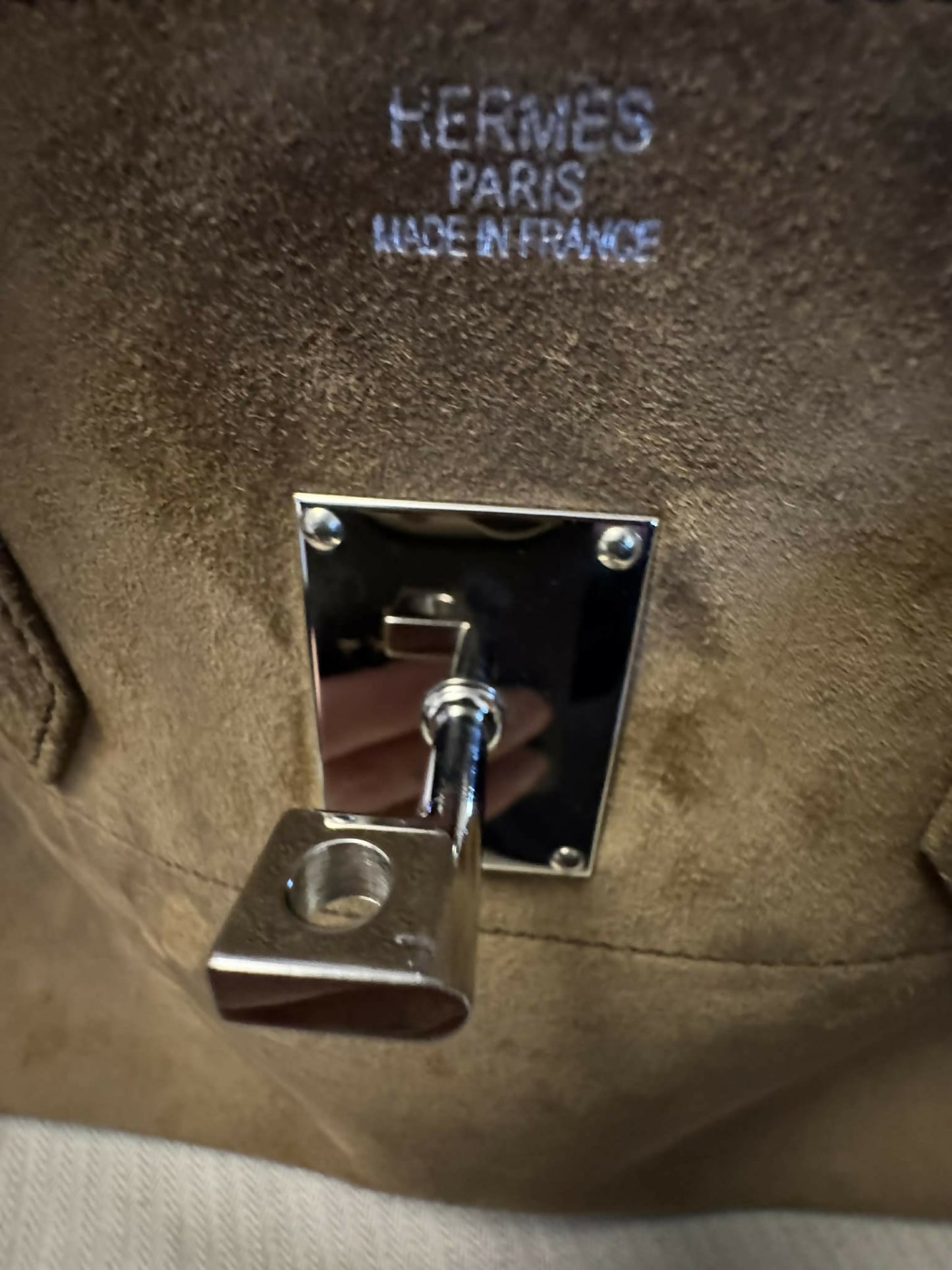 Hermes Birkin Shoulder Doblis Suede Brown Leather Palladium hardware