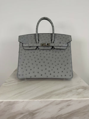Hermès Birkin 25 Bleu Glacier Ostrich PHW G 2026