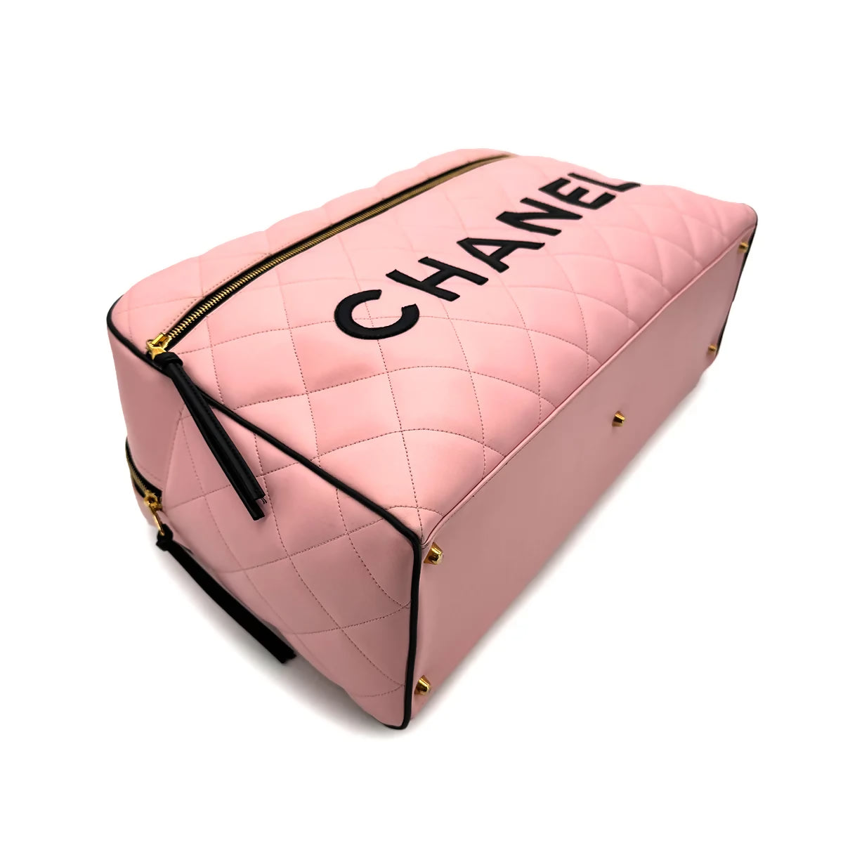 Chanel Vintage Matelassé Logo Boston Bag – Pink  Black Leather