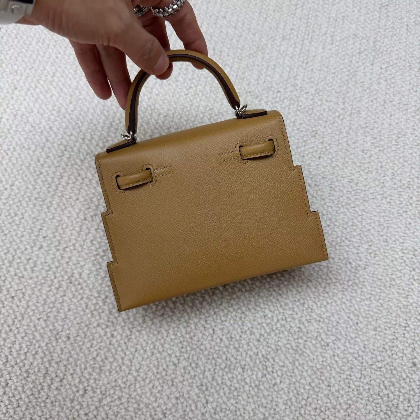 HERMÈS KELLY PICTO DOLL BISCUIT EPSOM LEATHER PALLADIUM HARDWARE