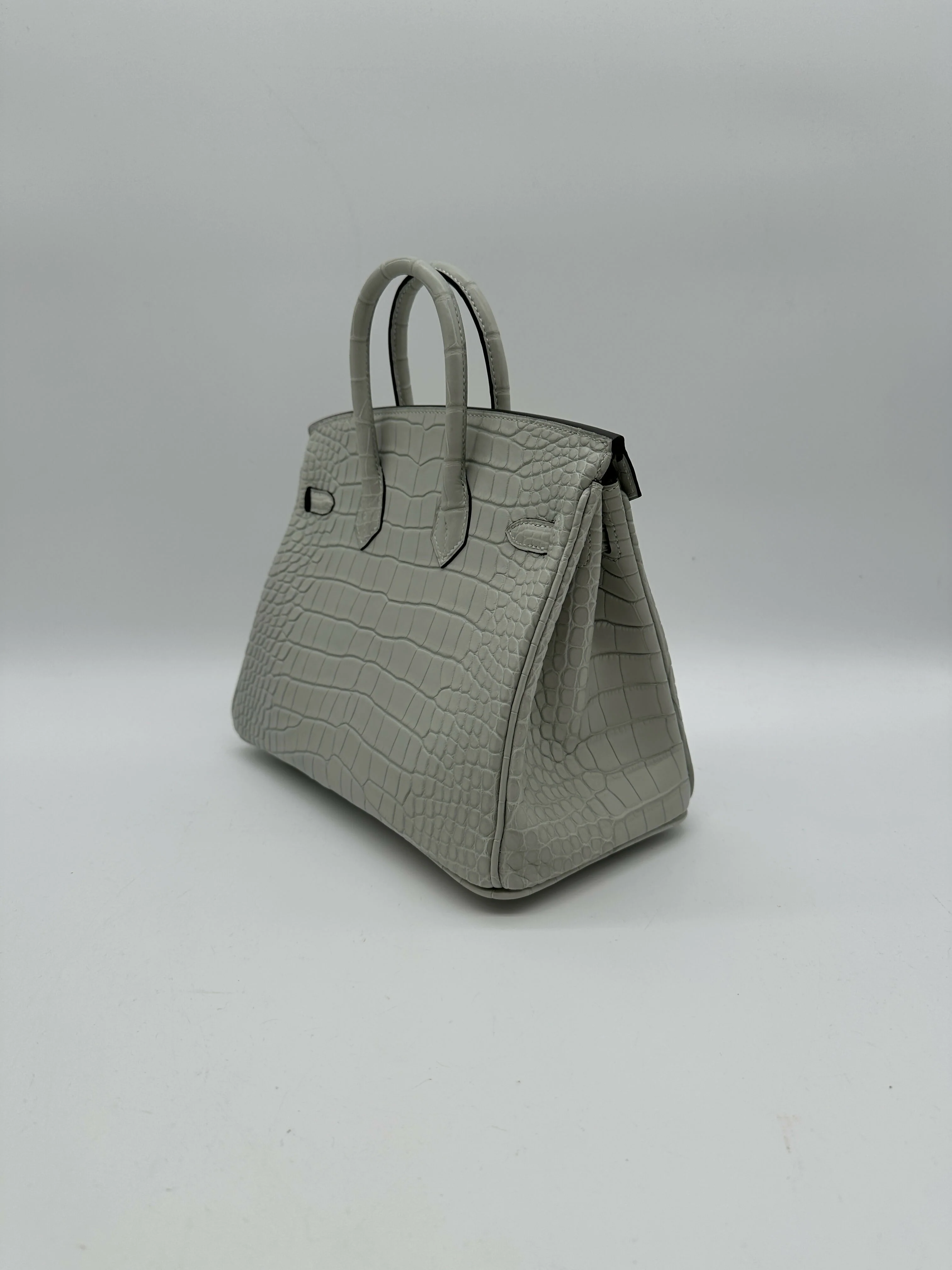 Hermès Birkin 25 Matte Alligator Gris Neve PHW W 2025