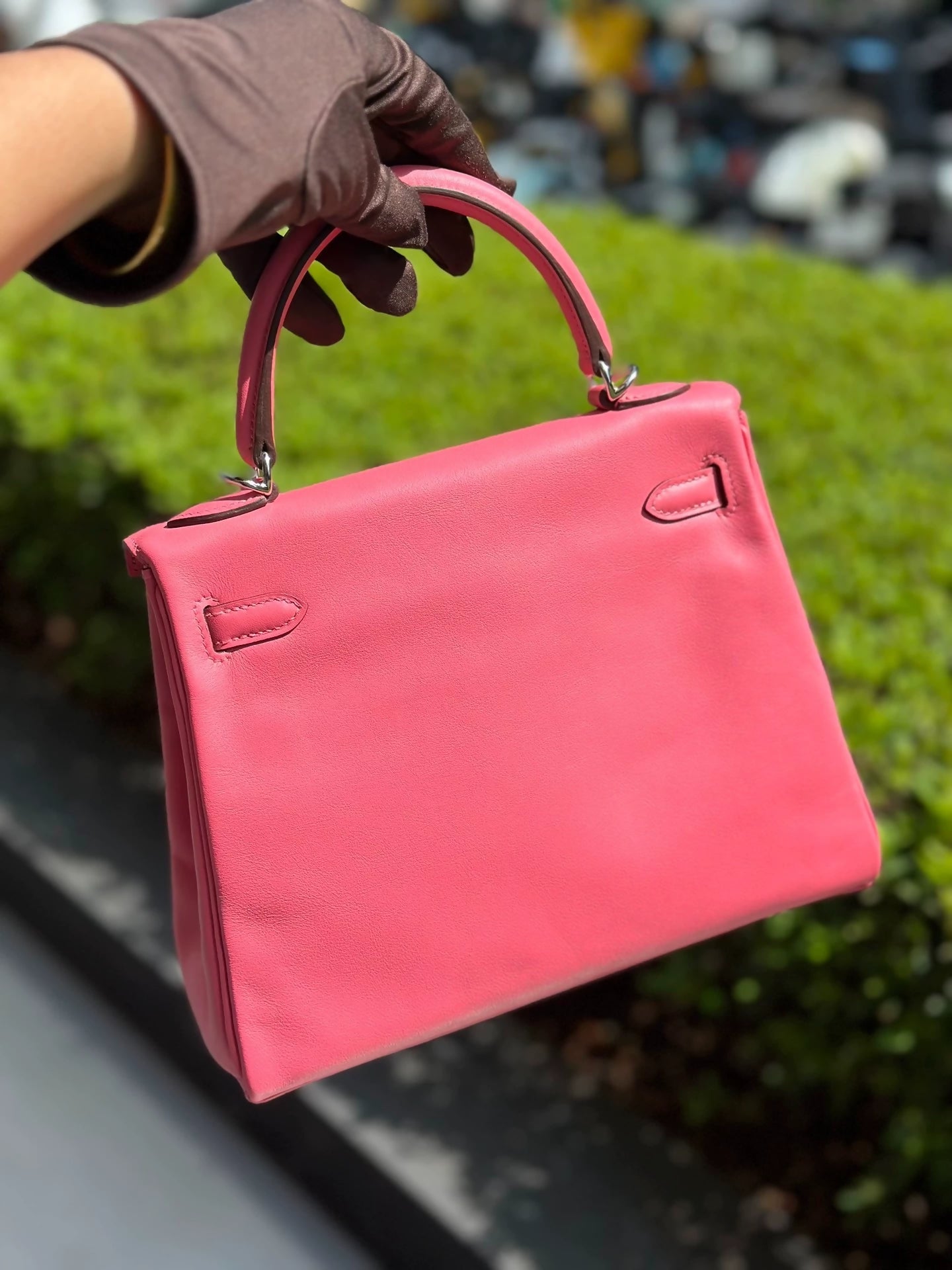 Hermes Kelly 25 lipstick pink Swift leather palladium hardware