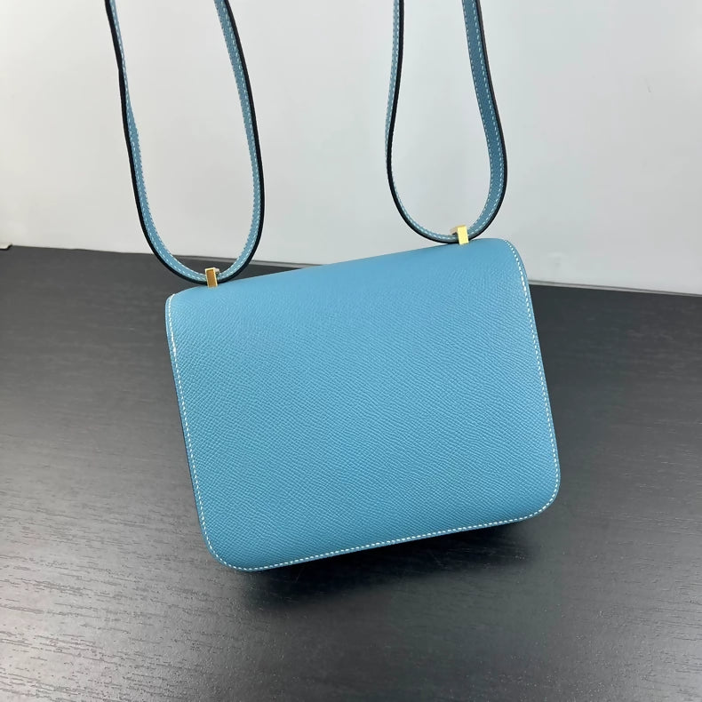 Hermès Constance 19 blue denim Epsom leather with gold hardware