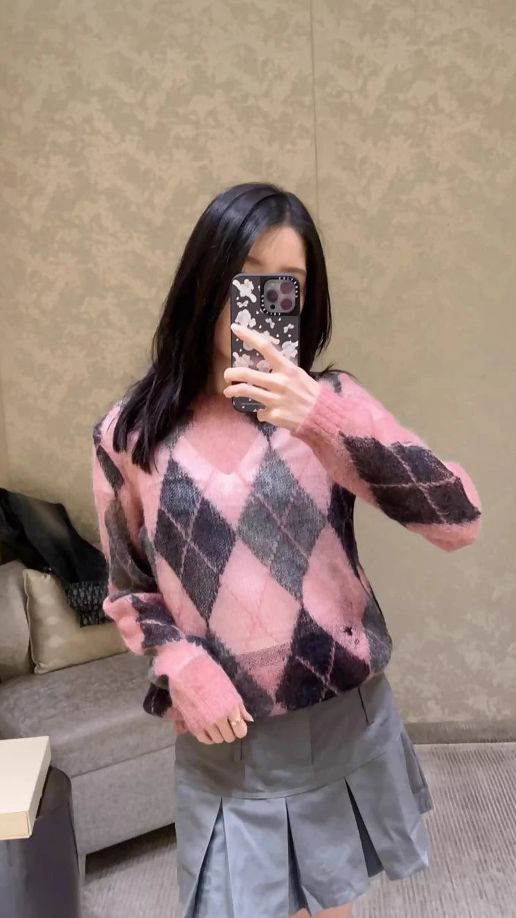 Dior pink Mohair Knit Sweater,