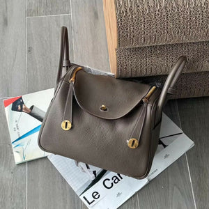 Hermès Lindy 30 Etoupe TC Leather with Gold Hardware